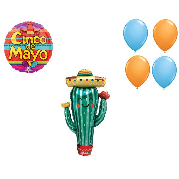 Loonballoon Fiesta Theme Balloon Set, 38 Inch Fiesta Cactus Balloon, Cinco de Mayo Celebration Balloon LB-96142